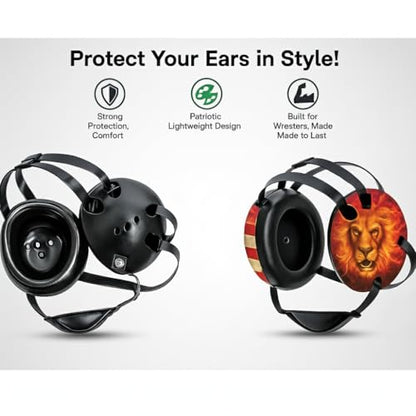 Wrestling Headgear with Ear Protection & Chin Cup Adjustable Lightweight Head Guard for Competition & Practice – Durable Protective Wrestling Ear Guard for Youth & Adult Athletes - color: Fire Lion