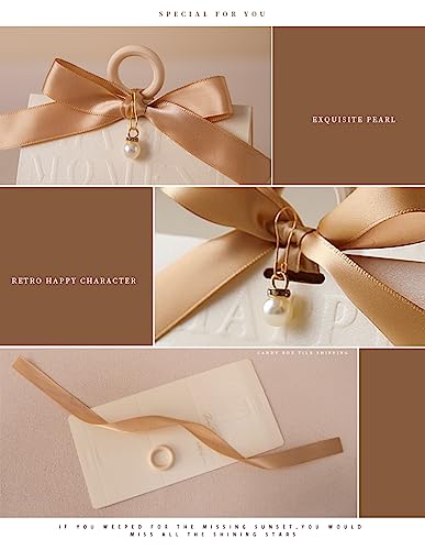 ZJSXINDI Boxes Gift Wrap Boxes Pale Beige Gift Box 5"x 3" For Party Favor, Weddings, Bridal Showers, Bridesmaids... Gift Wrap Boxes Bulk for Crafting (50 Pcs champagne ribbons) - color: 50 Pcs champagne ribbons