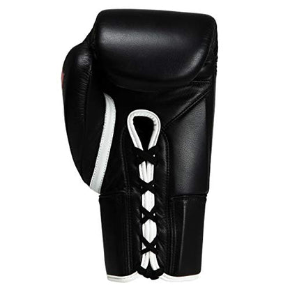 Fury Professional Lace Training Gloves - Lace Up Sparring Gloves for Boxing, Bag, and General Training - color: Black, size: 12 oz