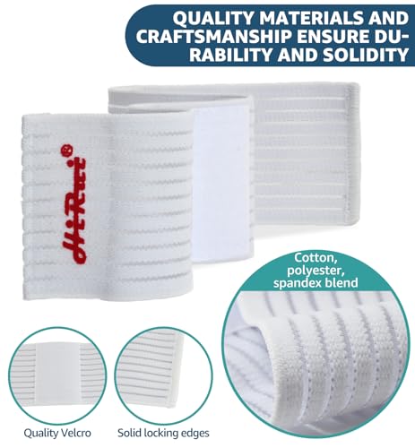 HiRui 2-Pack High-Elastic Wrist Support Straps Wrist Compression Bandage - Wrist Wraps Wristbands for Carpal Tunnel Arthritis Tendonitis Weightlifting Tennis Basketball - Breathable Soft (White) - color: White