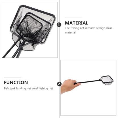 FOMIYES 3pcs Fish Landing Nets Set Fine Mesh Aquarium Fishing Nets with Handles for Fish Tank and Swimming Pool Cleaning – Large, Medium, Small Sizes for Aquatic Pets and Shrimp