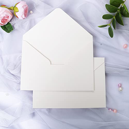PONATIA 50 Pack A7 Envelopes, Sparkle Ivory Heavy Duty 5x7 Envelopes - color: Shiny Ivory