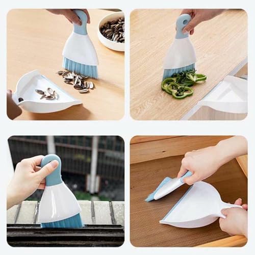 Dust pan Broom Brush Dustpan Small Broom and Dustpan Set（Light Blue, 2set） | Mini Broom and Dustpan, Small Dustpan and Brush Set for Home Cleaning, Sofa, Desk, Guinea Pig Cage, Cat Litter etc. - color: Light Blue, size: 2set