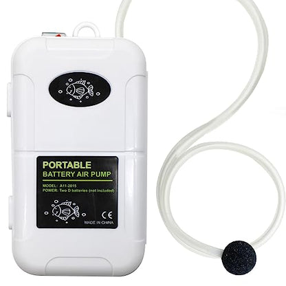 Portable Battery Air Pump for Fishing Trips, 6 Gallons Aeration Pump,Aquarium Air Pump with Air Stones, Outdoor & Outdoor use