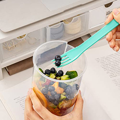 Keep Fit Salad Meal Shaker Cup,Salad Dressing Container to Go,Portable Fruit and Vegetable Salad Cups Container with Fork & Salad Dressing Holder for Lunch(Green)