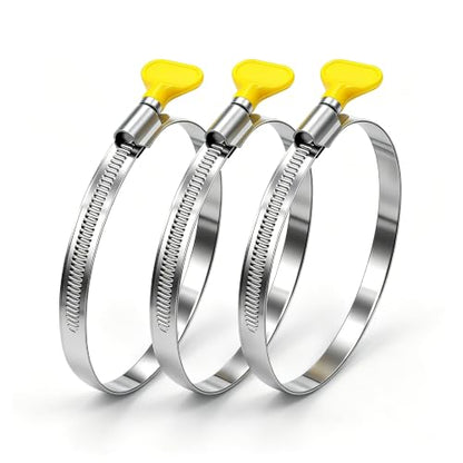 Dianrui 3 PCS Dryer Hose Clamp 4 Inch Hose Clamp Stainless Steel Thumb Screw Hose Clamps for Dryer Vent Clamp, Dust Collection Hose, Automotive Fuel Line and Plumbing (91-114mm) - size: 3PCS(4")