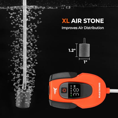 KastKing Li3 Rechargeable Live Bait Aerator, Lithium-Ion Battery, LCD Runtime Display, Large Aeration Stone, Aerator for Fish and Bait Buckets