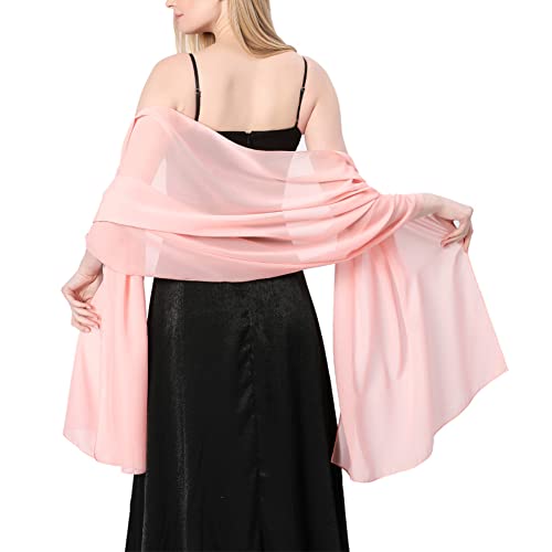 Ladiery Chiffon Shawl Wraps for Women Evening Dresses, Elegant Soft Sheer Shawls for formal dressy Bride Wedding - color: Pink(1)