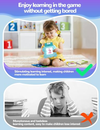 Korean and English Talking Flash Cards for Toddlers, 510 Sight Words Bilingual Learning Toys for Children, Autism Pocket Speech Therapy Toys, Korean Vocabulary Educational Flashcards - size: 510-Korean&English(blue)