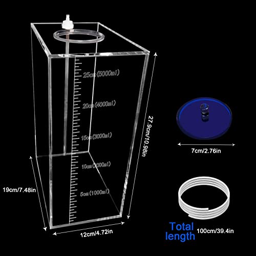 dosing Pump Liquid containers,Liquid srorage Bucket,Aquarium Air Pump Accessories，Reservoir dosing Container Made of acryli (5L/1.32gal Blue lid) - size: 5L 1grid blue lid
