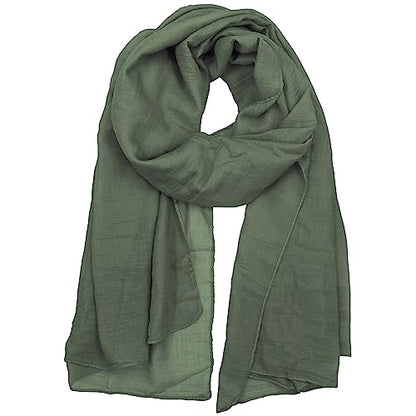 woogwin Women's Scarf Lady Light Soft Fashion Solid Shawl Wraps - color: New Armygreen