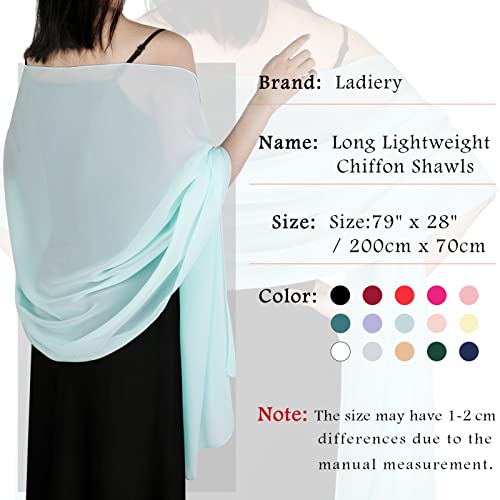 Ladiery Chiffon Shawl Wraps for Women Evening Dresses, Elegant Soft Sheer Shawls for formal dressy Bride Wedding - color: Light Blue