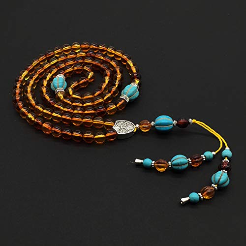 Special Prayer Beads Series -99 beads- Tesbih Tasbih Tasbeeh Misbaha Masbaha Subha Sebha Sibha (Honey Color Imitation Amber -8 mm Beads-) - color: Honey Color Imitation Amber -8 mm Beads-