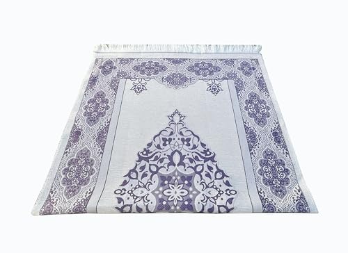 SAIKA Muslim Prayer Rug, 7 in One Gift Set, Prayer Mat Surah Book, Tasbeeh, Scarf, Surah Case, Bookmark, Car Mirror Hanger, Prayer Beads,Islamic Gift for Umrah, Hajj, Wedding, Janamaz (Purple) - color: Purple