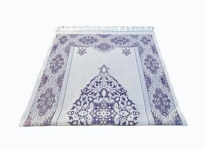 SAIKA Muslim Prayer Rug, 7 in One Gift Set, Prayer Mat Surah Book, Tasbeeh, Scarf, Surah Case, Bookmark, Car Mirror Hanger, Prayer Beads,Islamic Gift for Umrah, Hajj, Wedding, Janamaz (Purple) - color: Purple