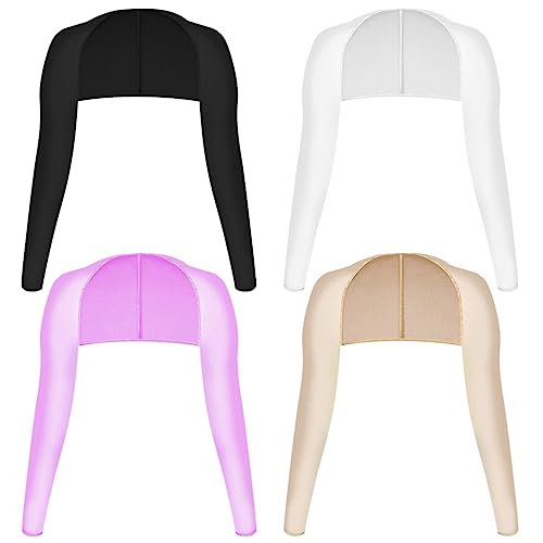 Yookat 4 Pieces Cooling Shawl Golf Cooling Shawl Arm Sleeve Sun Protection Golf Shrug for Women Men Outdoor Sports - color: Black, White, Purple, Nude
