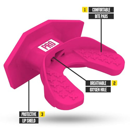 Nxtrnd One Pro Football Mouth Guard, Interchangeable Strap, Fits Adult & Youth (Pink) - color: Pink Pro