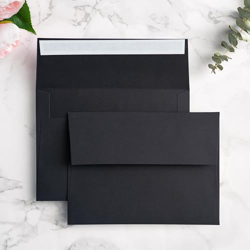 PONATIA 5x7 Envelopes, Black Self- Adhesive A7 Envelopes - 50 Pack - color: Black