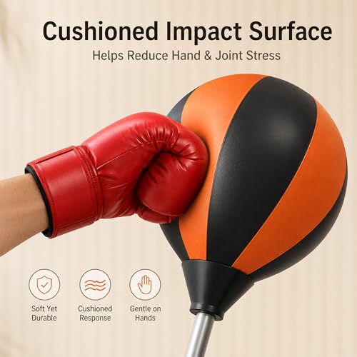 Boxing Reflex Bag with Stand, Adjustable Height Speed Reflex Punching Bag Boxing Reaction Ball for Home Gym Adults & Teens