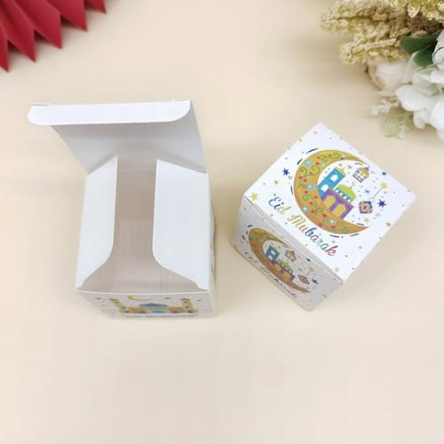 16 Pcs Eid Mubarak Candy Box Ramadan Gift Boxes Muslim Party Favor Boxes Paper Gift Box for Eid Islamic Party Decorations