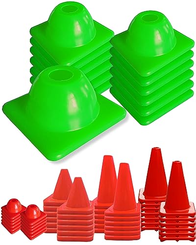 Versatyle Heavy Duty Agility Training Cones (2 in, 6 in, 9 in, 12 in, 28 in) for Sports, Kids Coaching, Multipurpose Field Marker Cones, Soccer, Basketball Drills, Bike, Motorcycle, Traffic Training - style: 2in, Green, 12 Pack