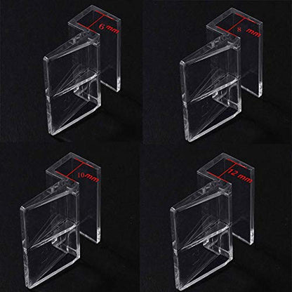 Ochine 4 PCS Aquarium Lid Clips, Transparent Aquarium Lid Clips, Clear Acrylic Fish Tank Lid Holder Aquarium Cover Support Clamps for Rimless Aquarium Glass Top, Fish Tank Cover, Aquarium Hoods - size: 12mm