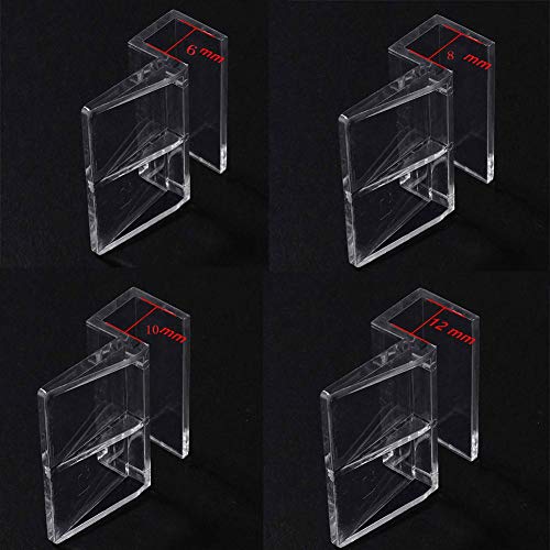 Ochine 4 PCS Aquarium Lid Clips, Transparent Aquarium Lid Clips, Clear Acrylic Fish Tank Lid Holder Aquarium Cover Support Clamps for Rimless Aquarium Glass Top, Fish Tank Cover, Aquarium Hoods - size: 10mm