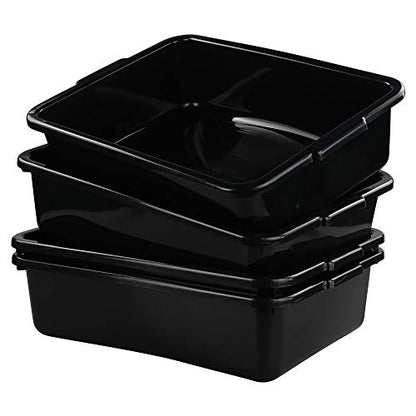 Teyyvn 13 L Plastic Bus Box, Commercial Wash Basin Tote Box, 4-Pack, Black - color: black, size: 13 L