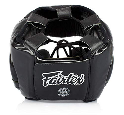 Fairtex Muay Thai & Boxing Headgear | Protective Sparring Head Guard with Adjustable Straps, Multi-Layer Padding, Enhanced Vision & Coverage - color: HG13 Black Lace-up, size: Medium