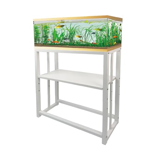 Fish Tank Stand,10 Gallon Heavy Duty Metal Aquarium Stands, Reptile Tank, Turtle Tank, Breeder Tank Stand, 220LBS Capacity Terrarium Stand Rack with 2-Tier Storage Shelves (White, 24.8"x9.2"x30") - color: White, size: (10 Gallon)24.8"x9.25"