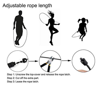 BOOMIBOO Jump Rope, Adjustable Jump Ropes,Skipping Rope Tangle-Free Rapid Speed with Ball Bearings for Women Men Kids,Exercise & Slim Body Jumprope at Home School Gym - color: Black+Red