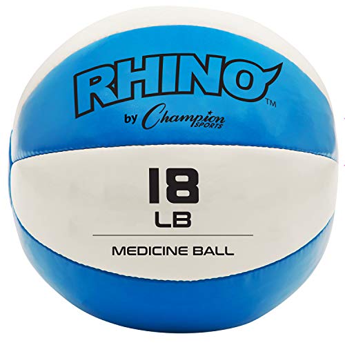 Champion Sports Leather Medicine Balls – Durable Weighted Balls for Strength, Core & Conditioning Training - style: Teal (17-18 lbs)