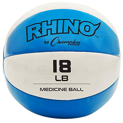 Champion Sports Leather Medicine Balls – Durable Weighted Balls for Strength, Core & Conditioning Training - style: Teal (17-18 lbs)