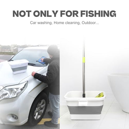 VEYWANE Live Bait or Fish Bucket with Aerator, 14 Quarts Multi-Function Collapsible Fishing Container Box with Rechargeable Air Pump - color: Bucket+Aerator