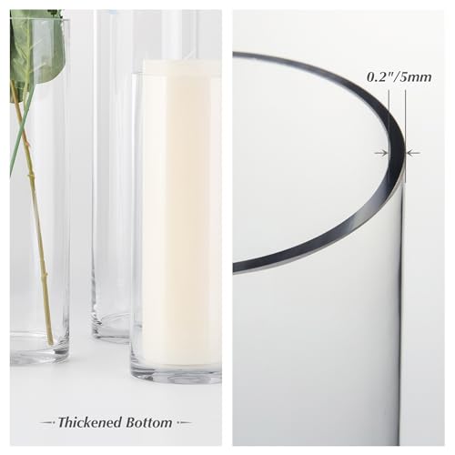 WGVI Quality Thick Weighted Tall Clear Cylinder Glass Vases, 4" W x 18" H, Flower Arrangement Floating Candle Holders Wedding Centerpieces Event Floral Container Artistic Display Home Decor, 1 Piece - size: 4"x18"H
