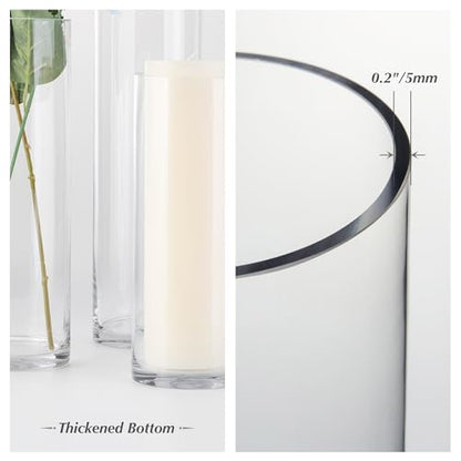 WGVI Quality Thick Weighted Tall Clear Cylinder Glass Vases, 4" W x 18" H, Flower Arrangement Floating Candle Holders Wedding Centerpieces Event Floral Container Artistic Display Home Decor, 1 Piece - size: 4"x18"H