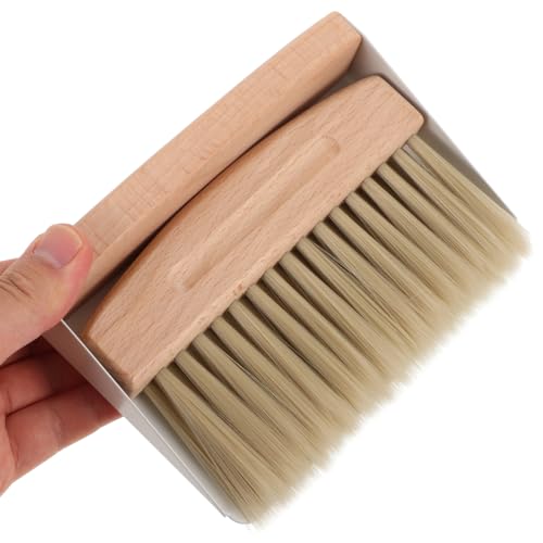 Kids Window Cleaner Stainless Steel Cleaner Mini Dustpan and Brush Set Wood Small Metal Pan Natural Table Handy Brush for Sweeping Home Kitchen Car Office Storage Bin