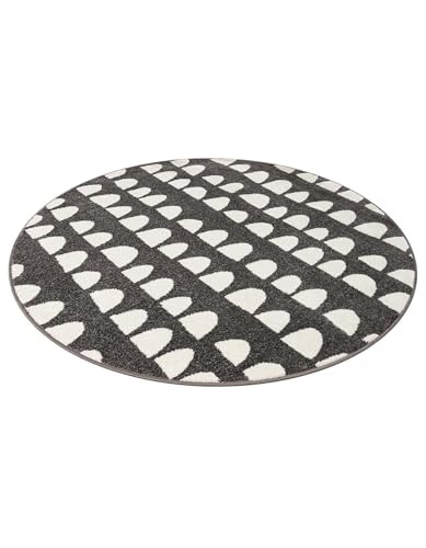 Rugs.com Whimsy Kids Collection Rug – 5 Ft Round Dark Gray Medium-Pile Rug Perfect for Kitchens, Dining Rooms - color: Dark Gray, size: 5' Round