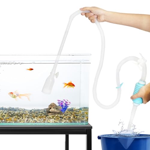 TERA PUMP Aquarium Gravel Cleaner for 10-20 Gallon Tanks - BPA-Free, Siphon with Flow Controller, Extendable No-Spill System for Freshwater and Saltwater | BPA-Free, Siphon with Flow Controller, Extendable No-Spill System, Freshwater and Saltwater