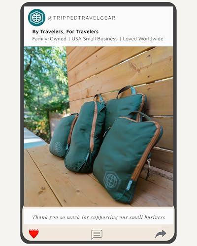TRIPPED Travel Gear Compression Packing Cubes for Carry-On Travel 6-Pack - color: Sequoia (Green and Brown), size: 6 Piece