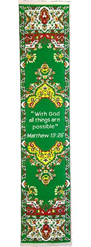 Woven Carpet Bookmark, with God All Things are Possible, Matthew 19:26 - color: All Things Are Possible, size: Single