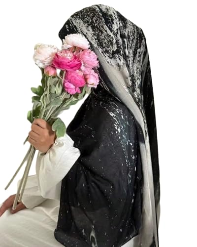 ZGMYC Watercolour Floral Printed Hijab Scarf for Women Soft Modal Cotton Instant Hijab Head Wraps Shawls Long Scarves - color: Color 32