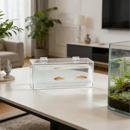 Fish Acclimation Box: Clear Acrylic Breeder Box - 9.84x3.78in - Aquarium Isolation Separator for Isolating Fish Fry/Betta Hatching/Guppy Breeding - size: 25.00X9.60X5.10CM