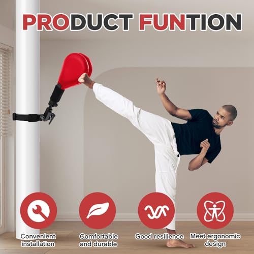 Seenelling Taekwondo Kick Pads Boxing Pads Taekwondo Karate Sparring Gear Boxing Paddles Kicking Targets Martial Arts Training Equipment with Mounting Bracket for Youth Men - color: Red, size: 1 Kicking Target
