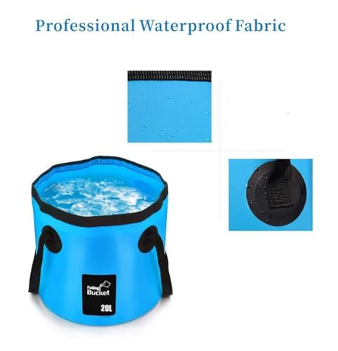 BANCHELLE 5 Gallon Collapsible Bucket with Handle for Indoor Outdoor | 20L Foldable Water Storage Container for Car Washing, Camping, Traveling, Fishing, Hiking, Beach, Gardening, Boating