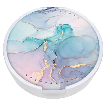 Retainer Case, Denture & Orthodontic Aligner Case With Mirror & Ventilation, Blue Marble - color: Blue Marble