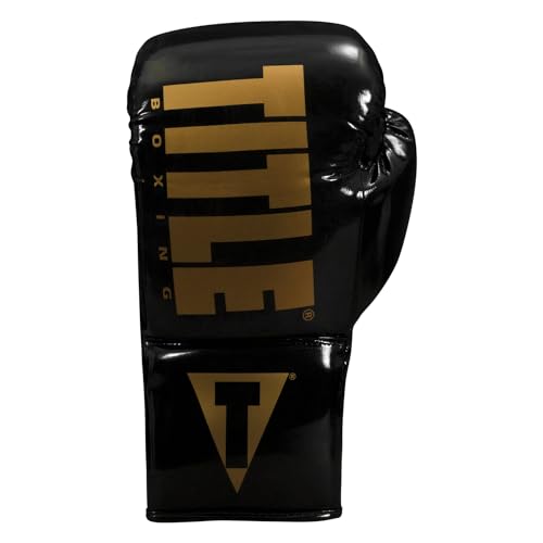 TITLE Boxing Inferno Intensity Lace Training Gloves - MMA, Kickboxing, Punching Bag, Sparring - 14, 16, 18oz - color: Black/Gold, size: 14 oz