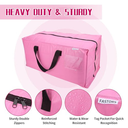 6-Pack Moving Bags,Heavy Duty Large Storage Bags with Zippers & Backpack Straps,Space Saver Bags are Packing Supplies for Moving & Travel,Alternative to Moving Boxes(Pink) - color: PINK