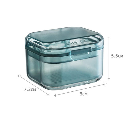 3-Layer Retainer Storage Box, Denture Case with Lid, Portable Mouth Guard Container Tooth socket storage case holder box Immersion box (Blue) - color: Blue