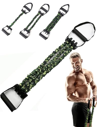 Chest Expander, Natural Latex 3-Hole Resistance Bands with Handles & Foot Cover | High Elasticity Tear Resistant | Full Body Workout for Men Home Gym, Yoga Fitness Strength Training